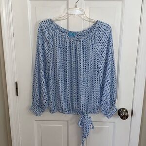 CeCe tie front long sleeve blouse size S
